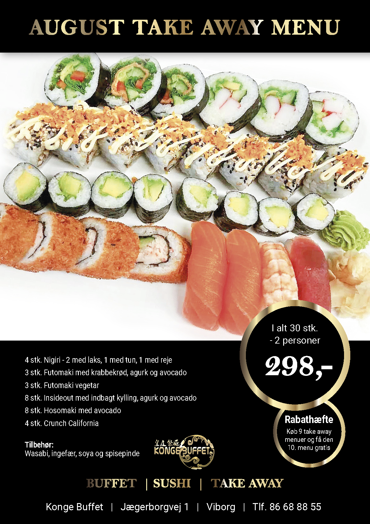 Sushi take away tilbud i august 2025 - Viborg